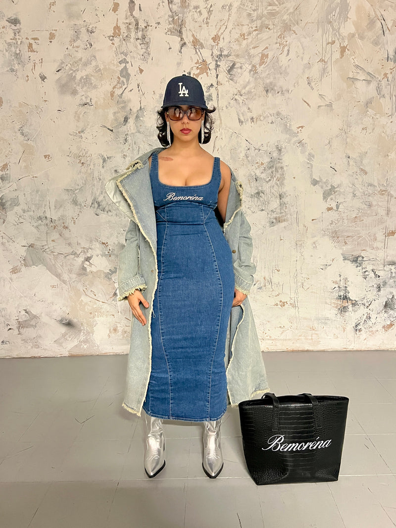 BM SCRIPT DENIM DRESS